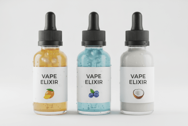 Vape juice bottles with liquid texture detail