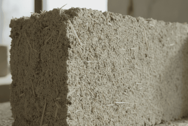 Hempcrete wall block with natural fiber texture