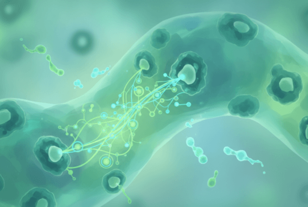 Abstract illustration of cell receptors and molecules in the body
