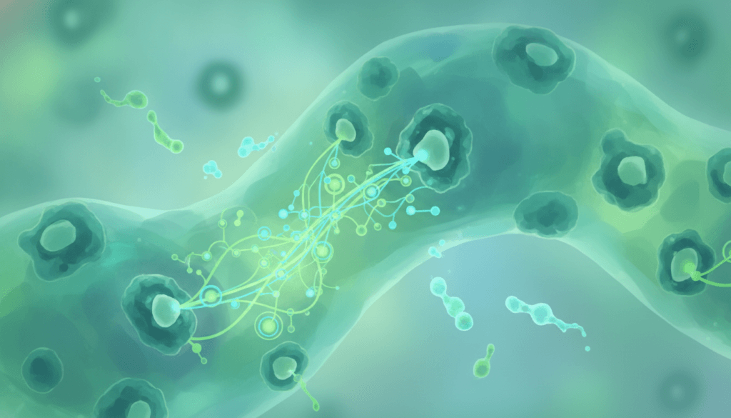 Abstract illustration of cell receptors and molecules in the body