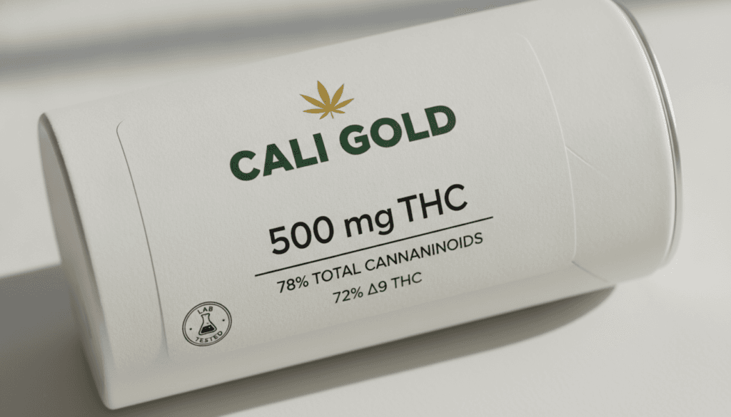 Cannabis product label showing THC milligrams and percentage