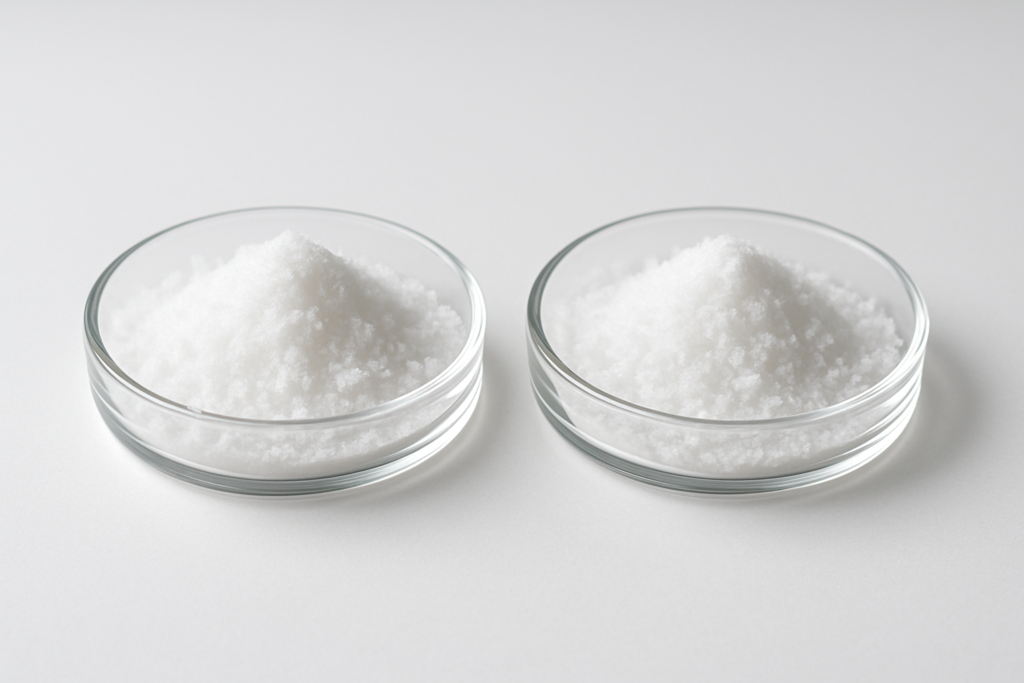 CBD isolate powder beside CBG isolate powder comparison