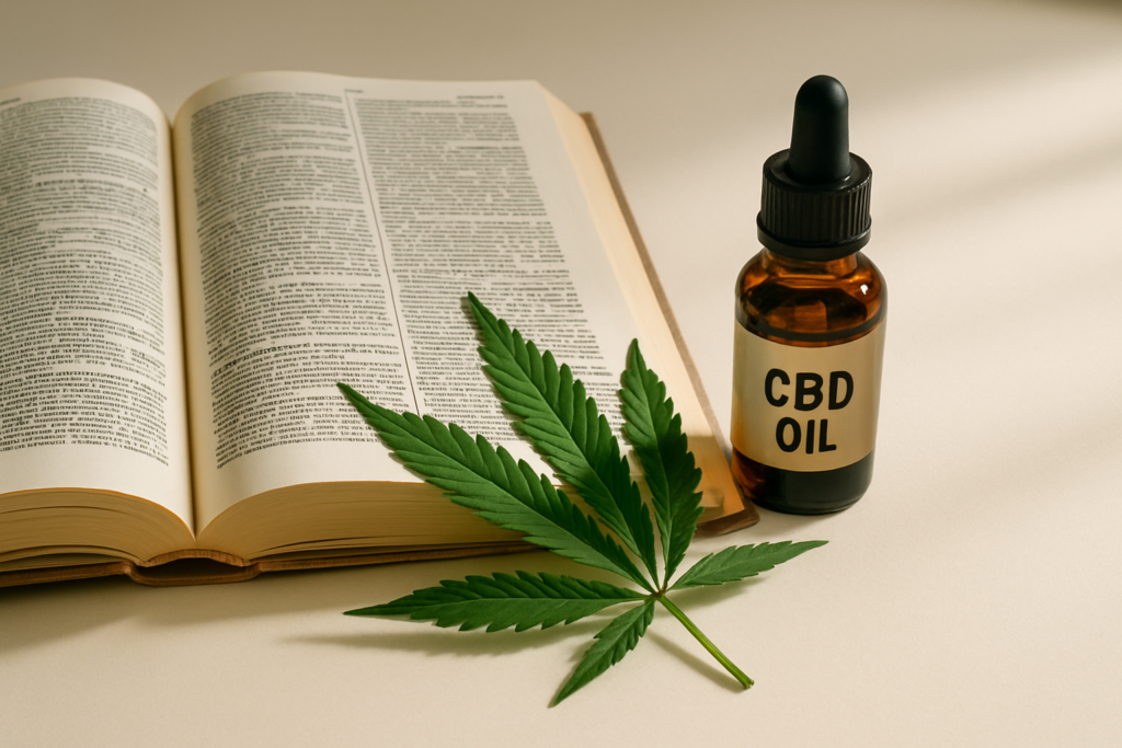 Open reference book representing a hemp and CBD glossary