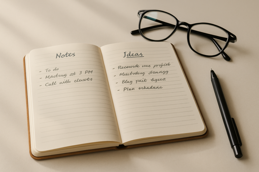 Notebook and pen representing editorial standards and research approach
