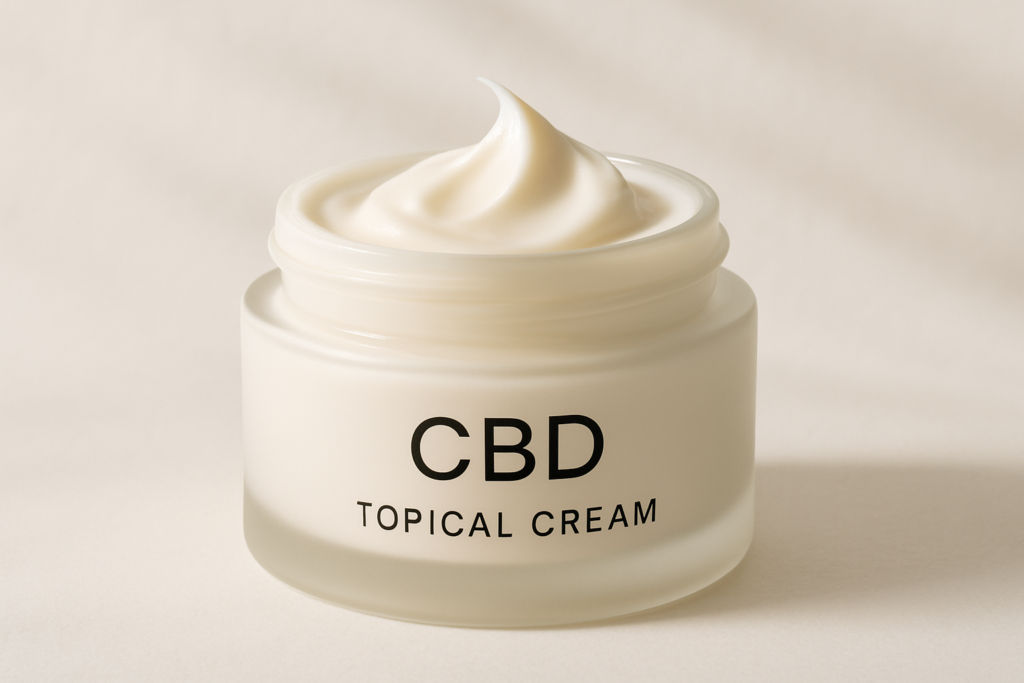 CBD topical cream jar representing skincare for eczema