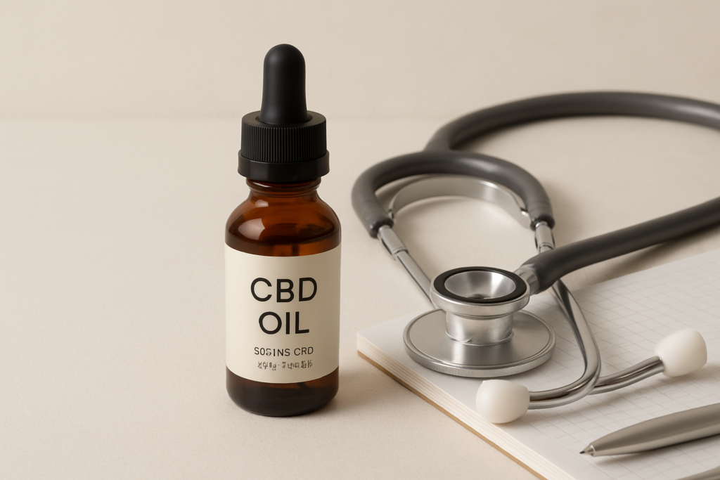 CBD oil bottle in a calm supportive setting representing neurological wellness