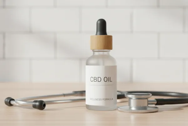 CBD oil bottle on a clean surface